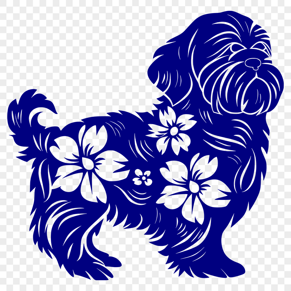 Free Floral Dog Vector Image