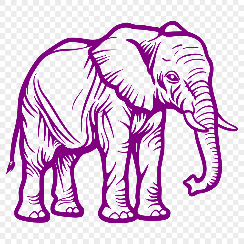 Creative Standing Elephant Vector Drawing