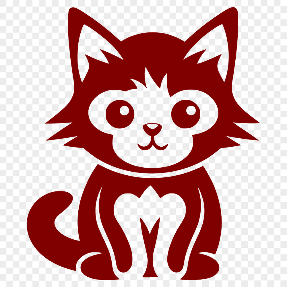 Beautiful Sitting Kitten Vector Drawing