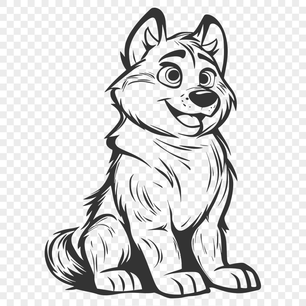 Unique Sitting Husky Vector Art