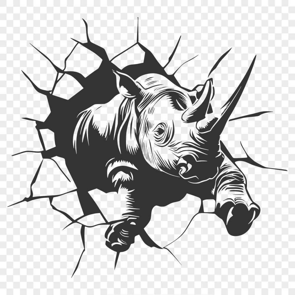 Rhino Stencil In SVG, PNG, PDF And DXF File Formats