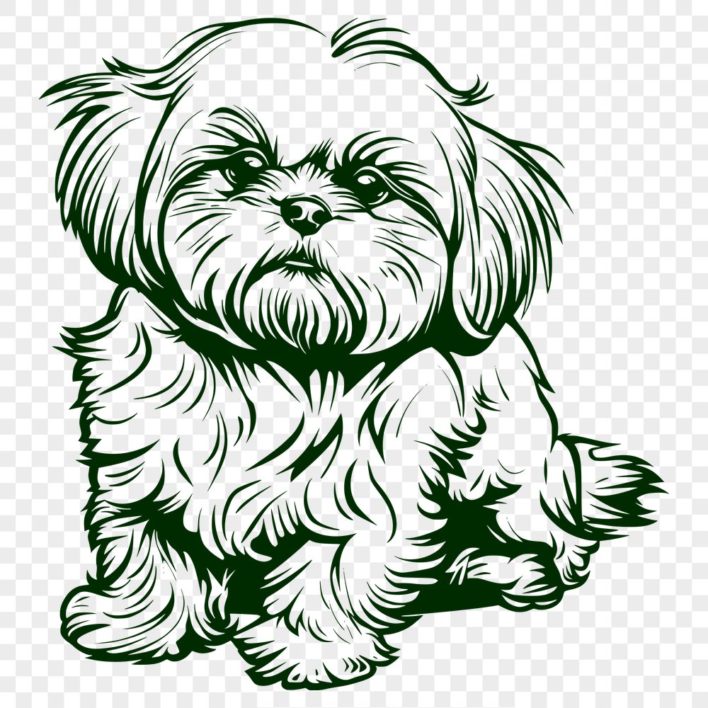 Artistic Sitting Shih Tzu - SVG