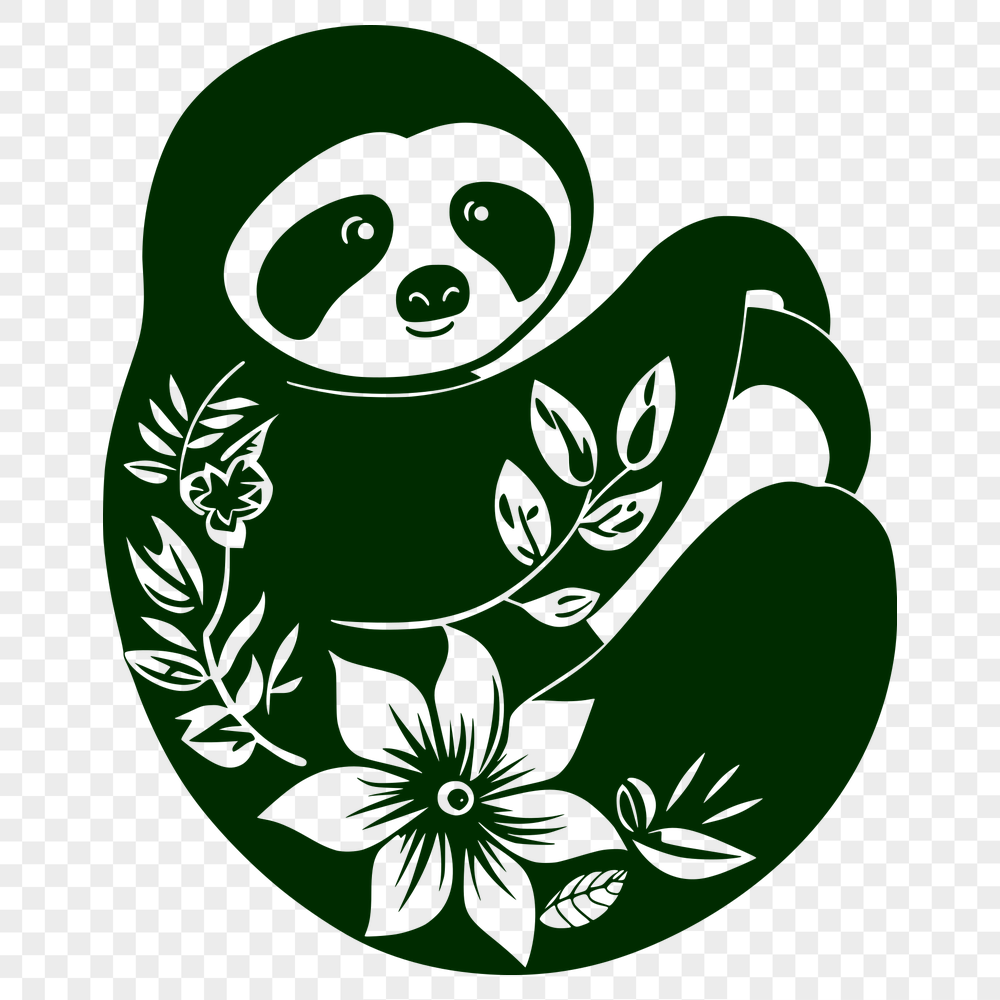 Free Floral Sloth Template