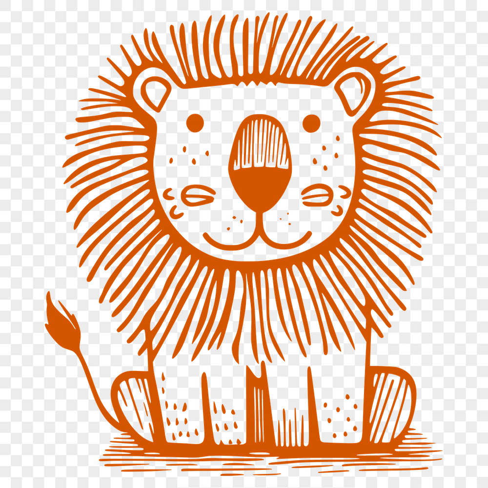 Unique Sitting Lion PNG