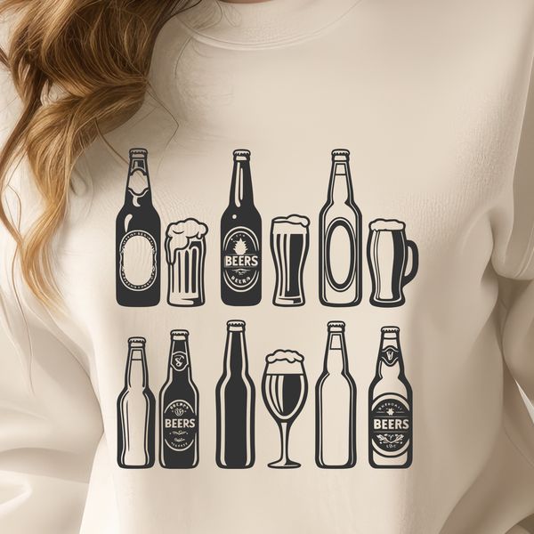 Beer Bottle Graphic Design An illustration of a bottle of beer on a table.