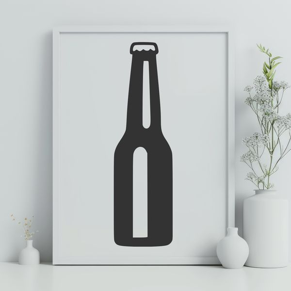 Beautiful Glass Bottle Graphic A digital illustration of a glass bottle filled with a golden-colored beverage.