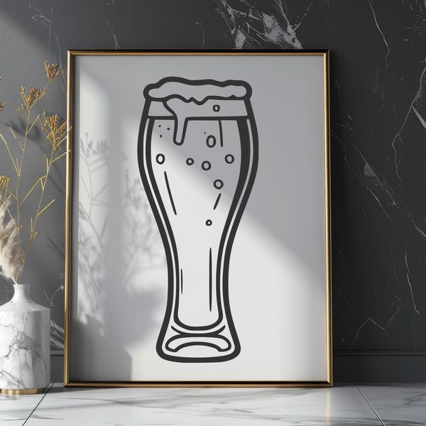 Simple Glass with Beer Illustration A glass containing a cold beer, depicted in a simple vector design.