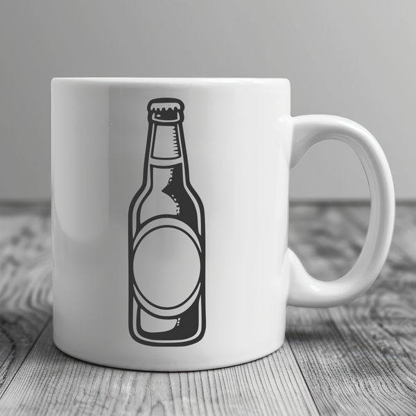 Free Vector Art of a Glass of Beer A digital illustration of a beer bottle on a table, perfect for use as clip art in various design projects.