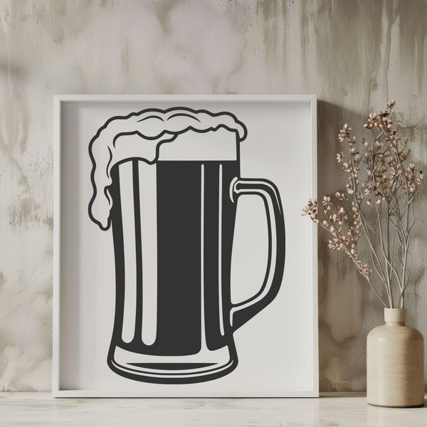 Digital Beer Illustration A digital illustration of a glass containing beer, suitable for vector graphics.