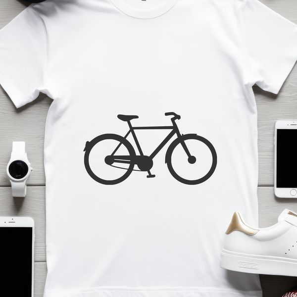 A simple bicycle silhouette designed as a vector graphic.