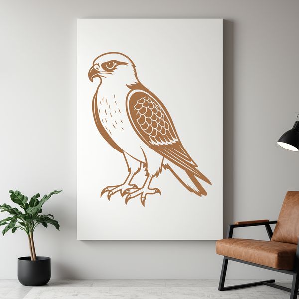 Bird of Prey Illustration in Mid-Flight A detailed illustration of a bird of prey in mid-flight, depicted as a sleek and agile falcon with sharp talons.