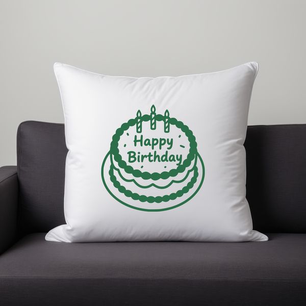 A colorful illustration of a birthday cake with candles and a cheerful message.