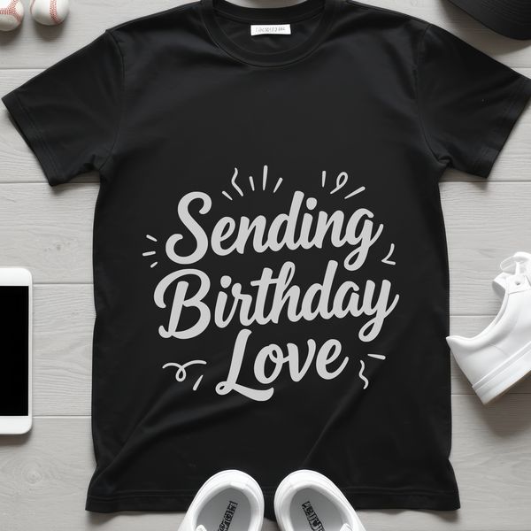 A vector graphic illustration of a birthday greeting with celebratory text.