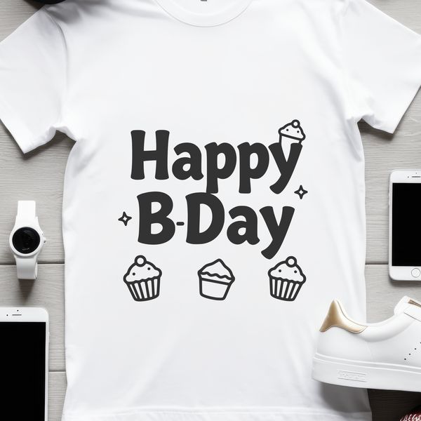 A vector illustration of a happy birthday message with decorative elements.