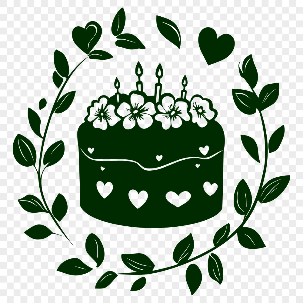 Floral Birthday Cake Digital Drawing In PNG For Free Download