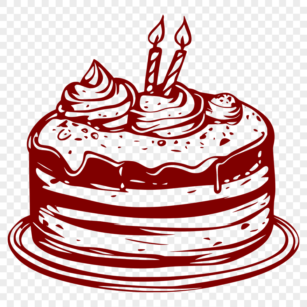 Free Unique Birthday Cake Vector Drawing SVG - Commercial Use