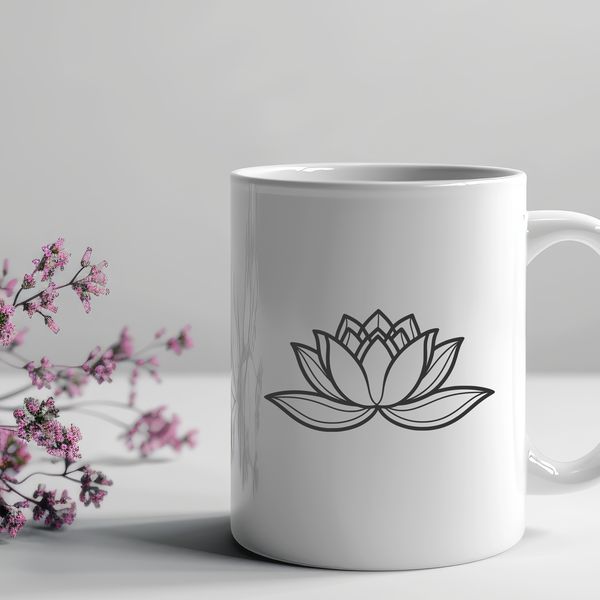 Eastern Symbolism Stylized Lotus Flower Illustration A stylized illustration of the lotus flower, a symbol with roots in Eastern religions and cultures.