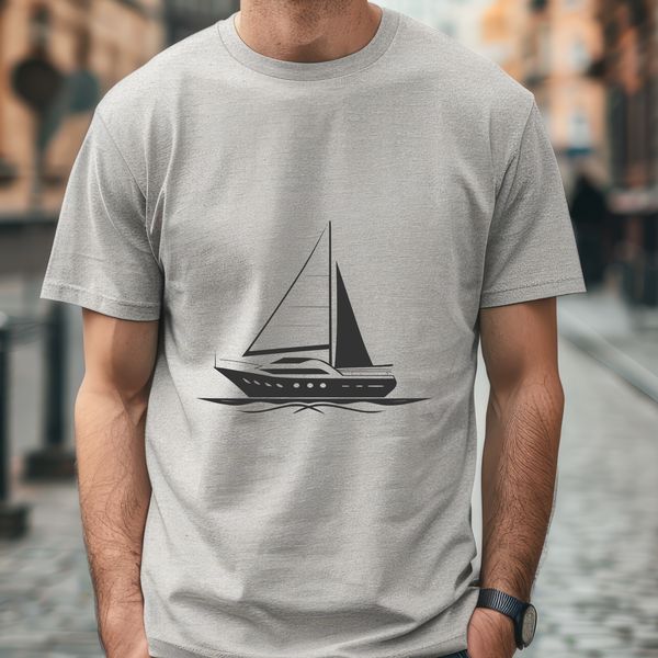 Yacht Illustration in Vector Format A digital design of a yacht with clean lines and precise shapes.