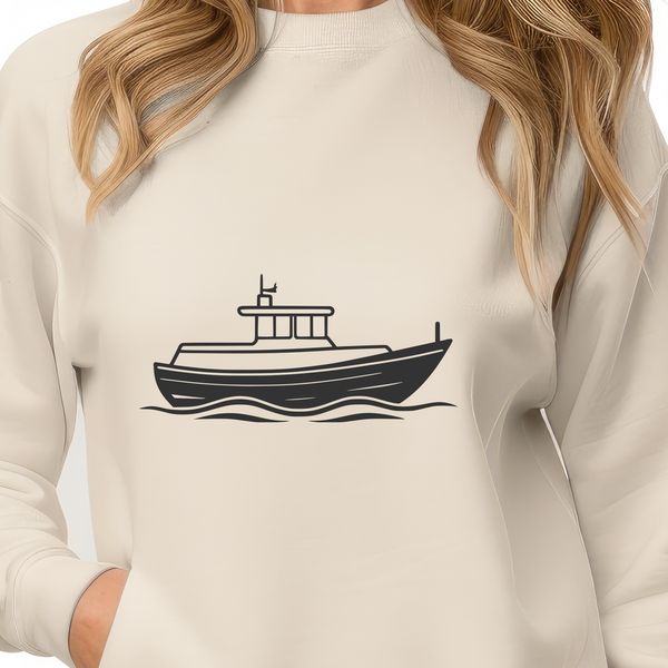 Beautiful Clip Art Boat Illustration A simplified, scalable illustration of a boat, suitable for digital design and cutting machine projects.