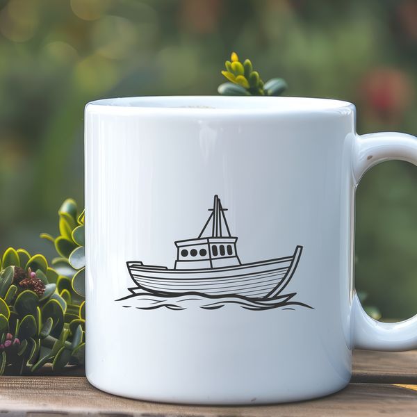 Beautiful Boat Illustration in SVG Format A detailed illustration of a sailboat in vector format, suitable for digital use and editing.