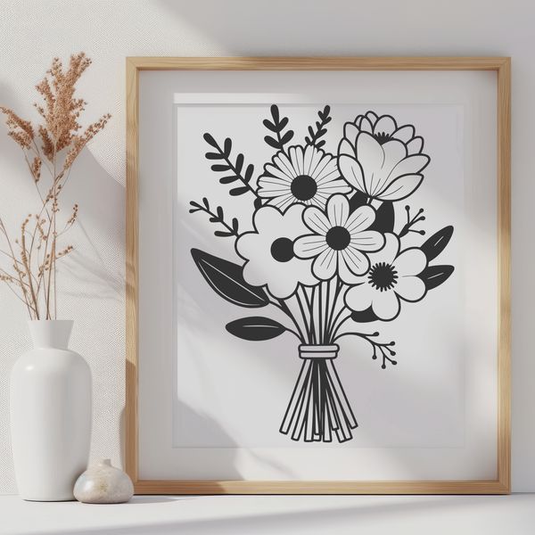Free Flower SVG Template Download A colorful arrangement of flowers in various shapes and sizes.