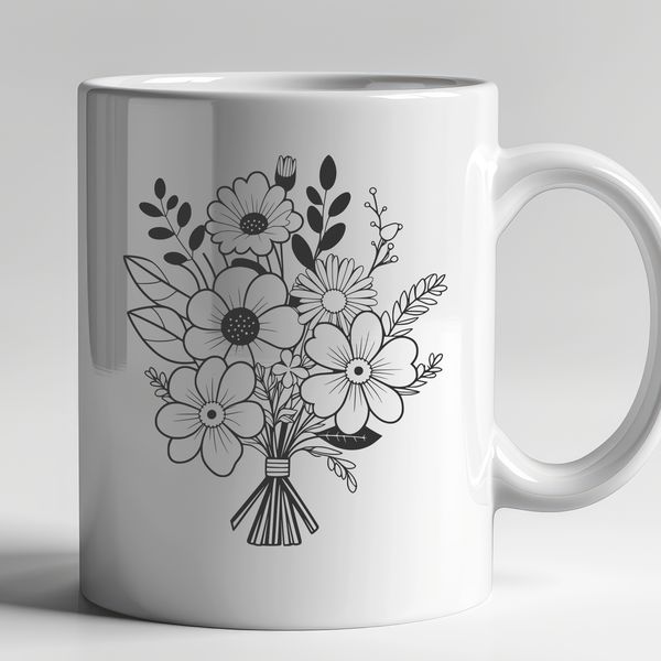 Whimsical Flower Bouquet Art A colorful bouquet of flowers arranged in a vase, suitable for vector design projects.