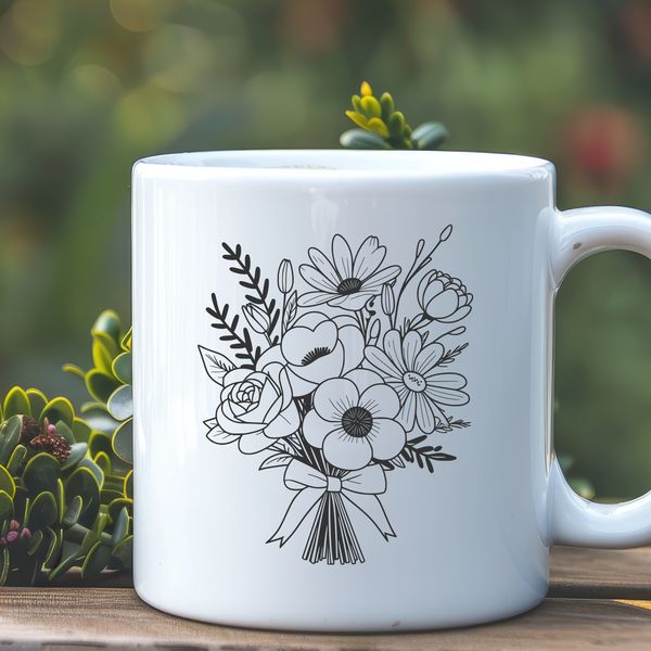 Beautiful Hand-Drawn Bouquet Clip Art A digital bouquet of mixed floral elements.