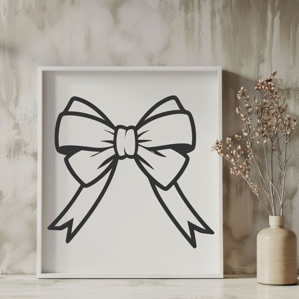 Elegant Bow Decoration A decorative bow graphic design element with intricate details.