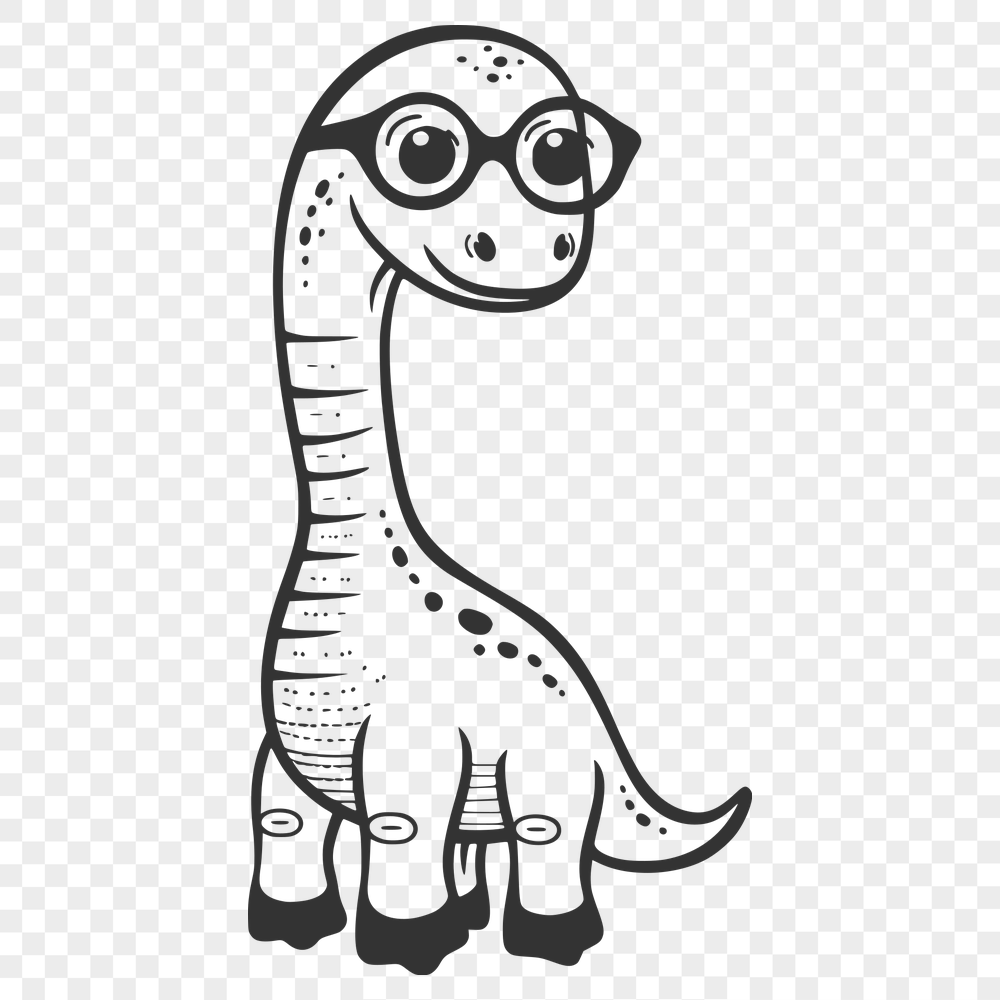 Cute Brachiosaurus Wearing Glasses PNG