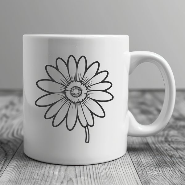 Beautiful Single Daisy Illustration A simple, high-quality illustration of a single daisy flower with detailed petals and center.