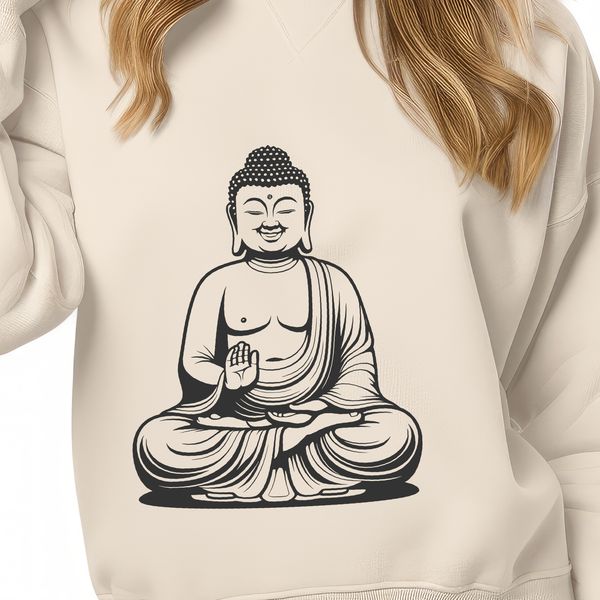 Religious Iconography in Vector Format A stylized illustration of the Buddha in meditation posture.