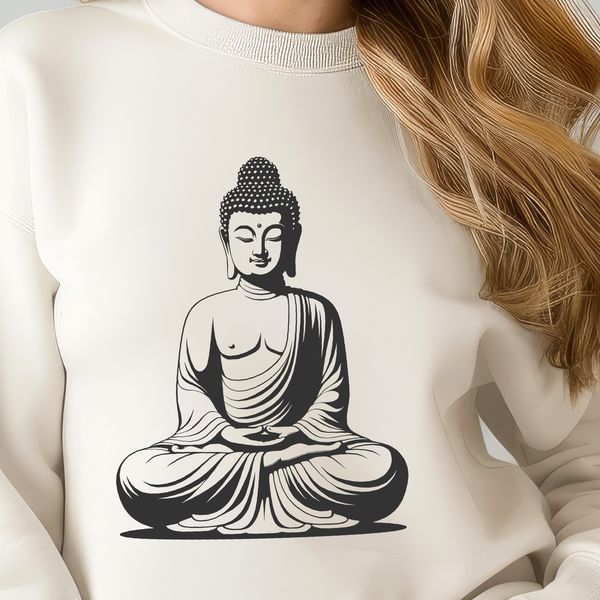 Buddha Icon in Traditional Asian Pose A high-quality, vector illustration of the Buddha in a traditional Asian-inspired pose.
