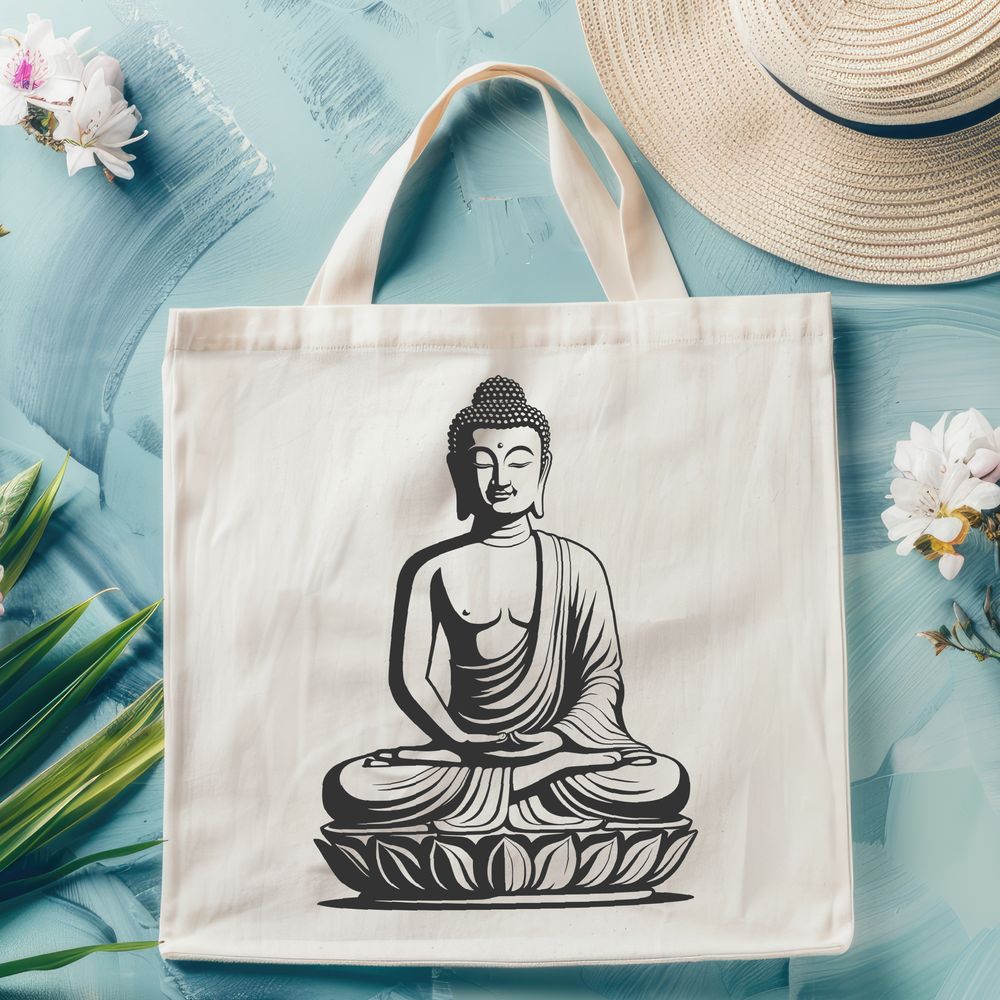 Meditative Buddha Icon in Vector Format A digital rendering of a traditional Buddhist figurine in a meditative pose.