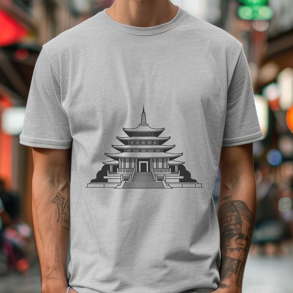 An intricately designed Buddhist temple building in a vector format.