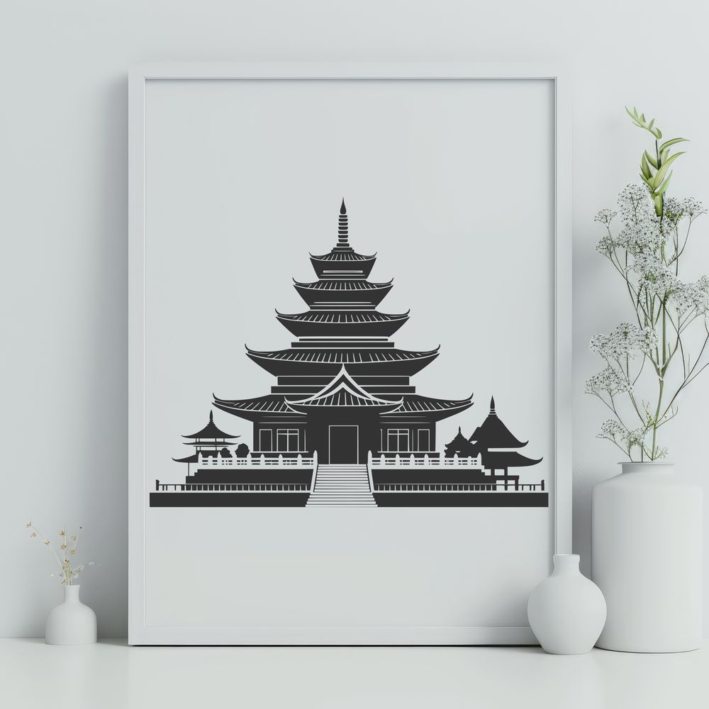 Buddhist Architecture Vector Art Buddhist temple architecture illustration in vector format, suitable for digital design and cutting.