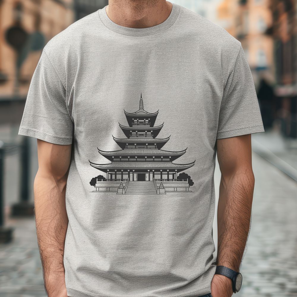 Sacred Asian Architecture Vector Art Buddhist temple architecture design, vector art illustration, ideal for print and digital applications.