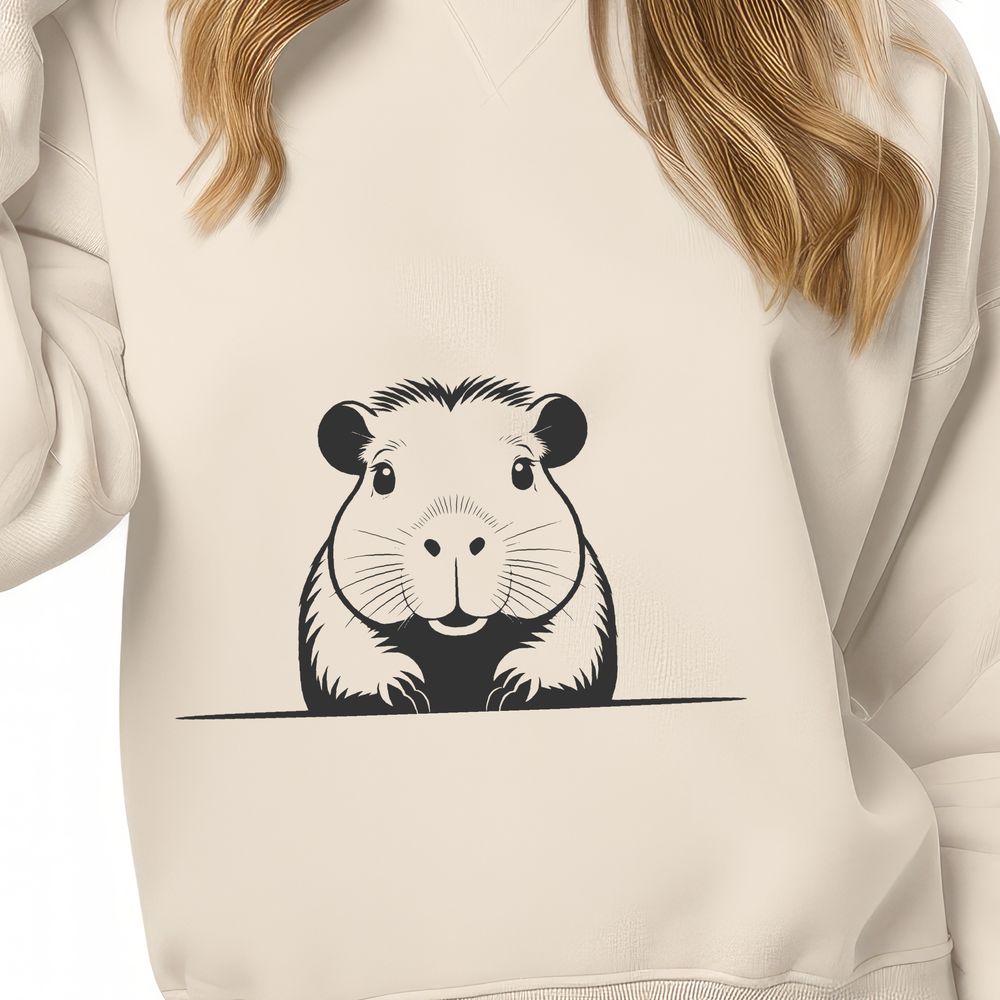 Cute Capybara Silhouette A detailed digital illustration of a capybara's face, peeking out from behind a branch.