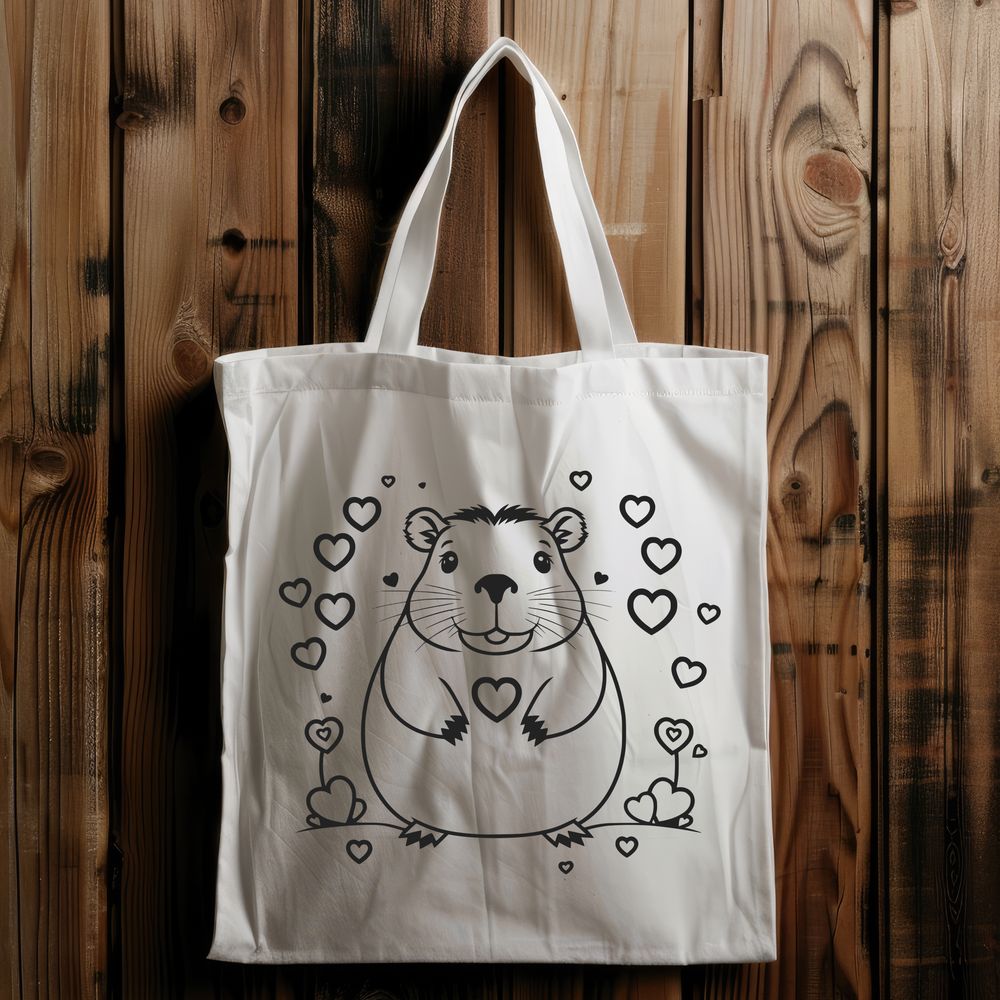 Whimsical Capybara Design A digital illustration of a capybara with love hearts incorporated into its design.