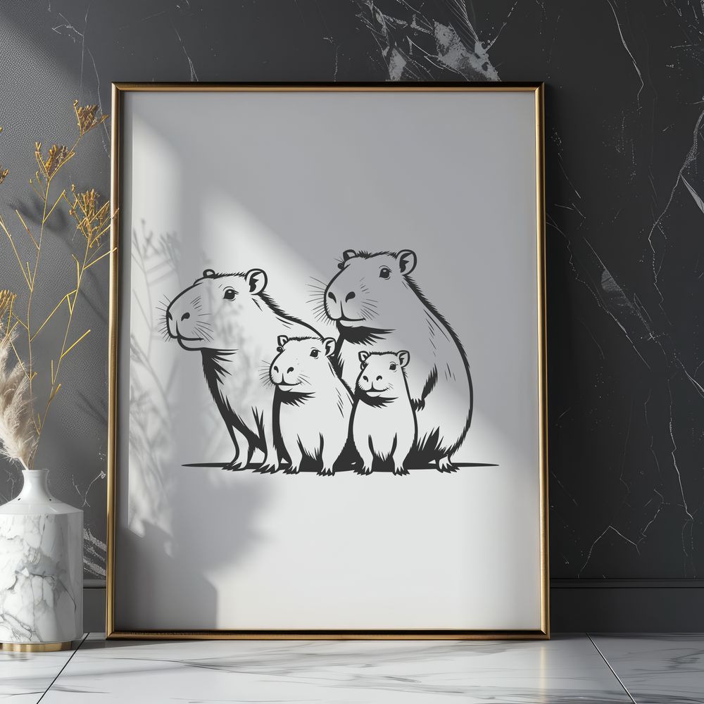 Vector Graphic of a Large Rodent A large rodent native to South America, depicted in a detailed vector illustration.