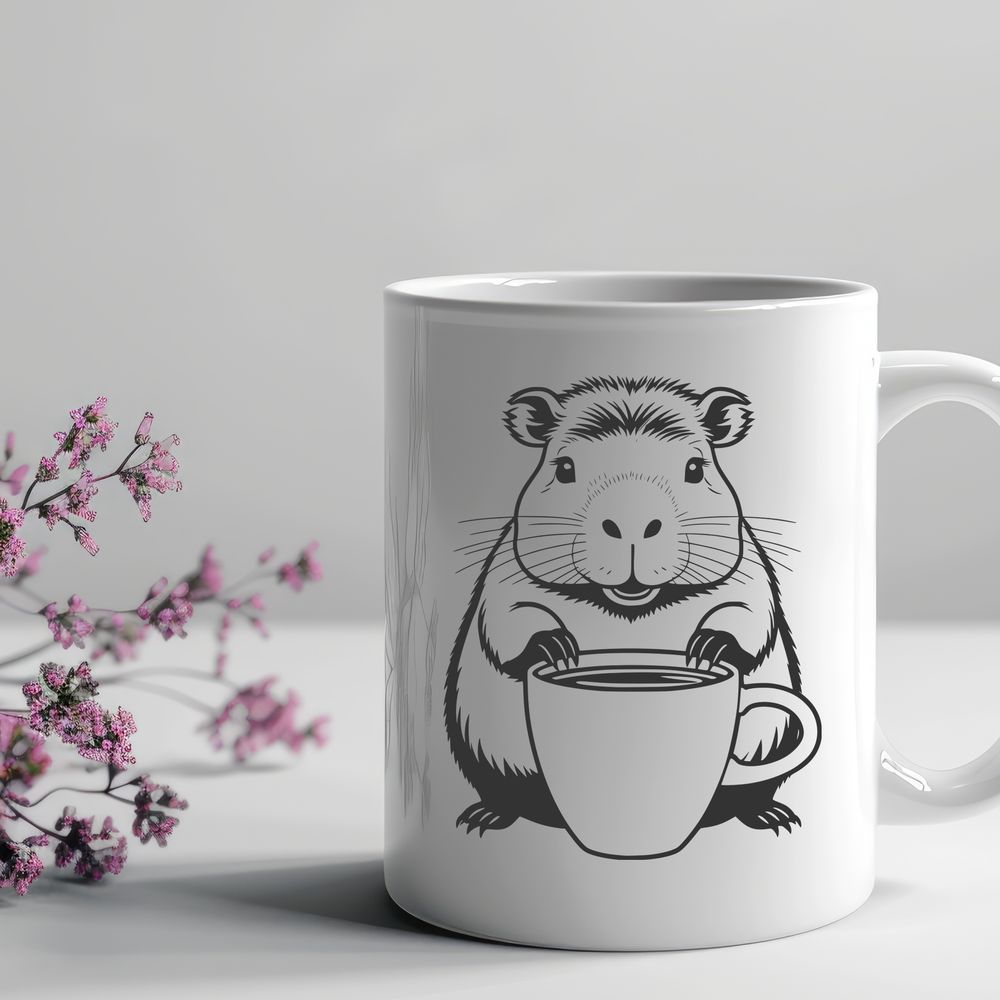 Large South American Rodent Illustration Capybara, large rodent native to South America, illustrated in vector format.