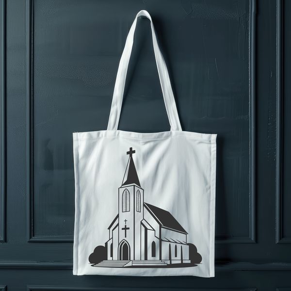 Ornate House of Worship Art A simple illustration of a traditional Catholic church with a large steeple and ornate details.