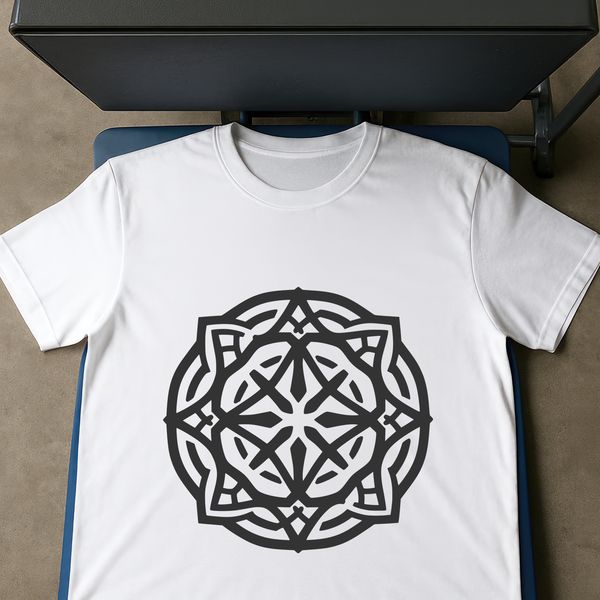 Celtic knot pattern with ornate embellishments in a vector design format suitable for cutting machines.