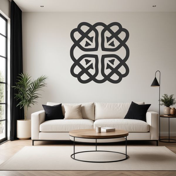 A stylized Celtic design featuring intricate shape and pattern embellishment.