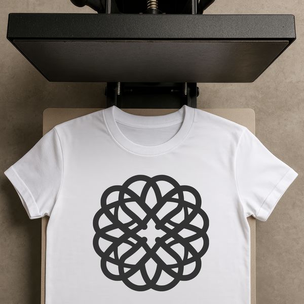 A detailed illustration of a Celtic ornament featuring intricate patterns and shapes.