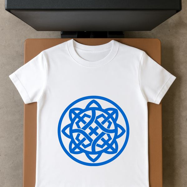 A stylized illustration of Celtic ornamentation featuring intricate shapes and patterns.