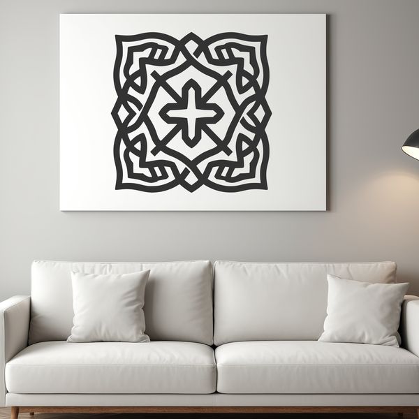 A traditional Celtic pattern featuring intricate embellishments and ornate shapes.
