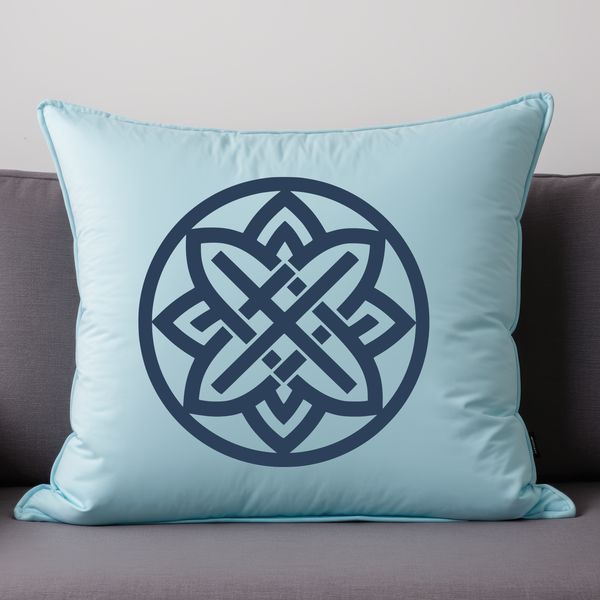 A Celtic-inspired design featuring intricate ornamentation and interlocking shapes.