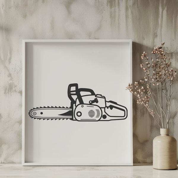 Vector Design Tool Icon Vector illustration of a chainsaw tool with detailed design features.