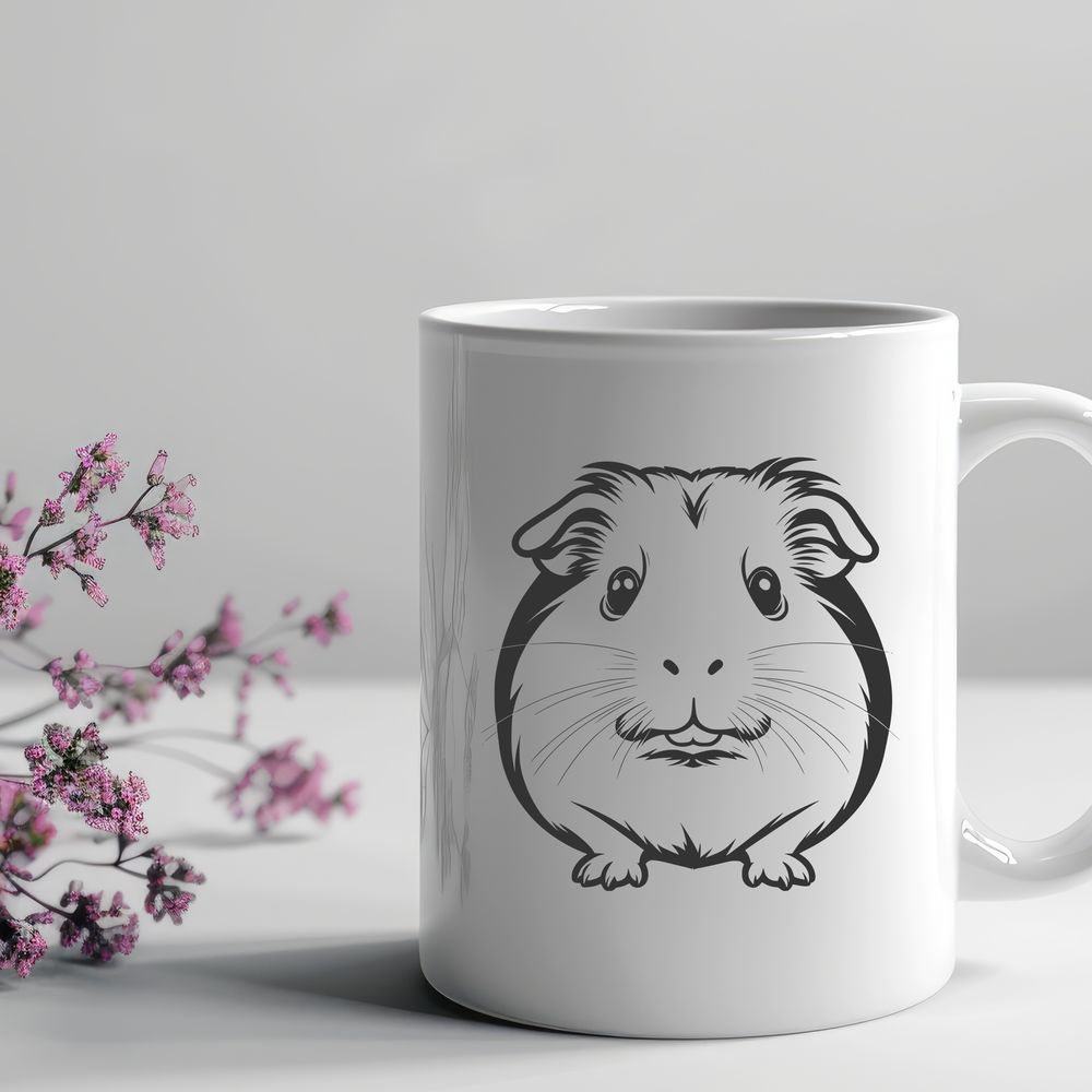Guinea Pig SVG Clipart Image A small, furry rodent with long ears and a curious expression.