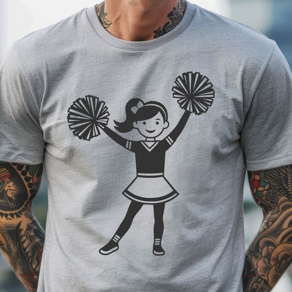 Beautiful Cheerleader Silhouette A girl in a cheerleading uniform, ideal for vector design projects.